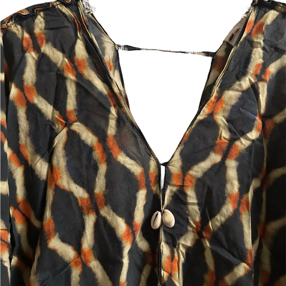 FIGUE Geometric Patterned Kaftan Blouse sz. S - Picture 3 of 4